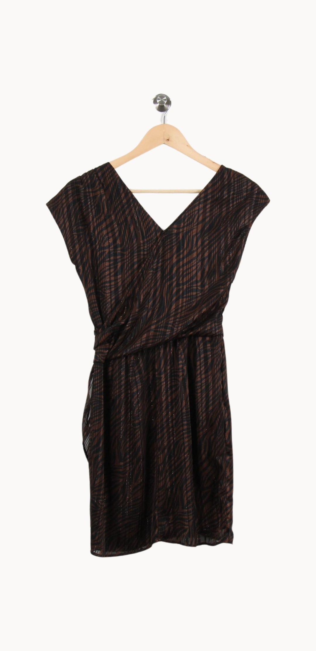 Robe Portefeuille Marron et Noir - Taille XS/34 de la marque IKKS | PARAD46218 - Vendu par Paradigme - Image 4