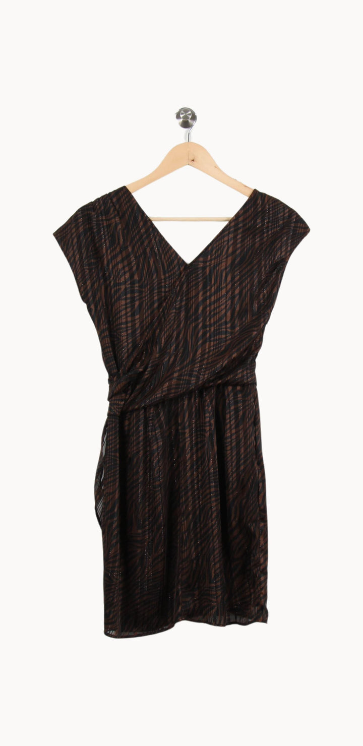Robe Portefeuille Marron et Noir - Taille XS/34 de la marque IKKS | PARAD46218 - Vendu par Paradigme - Image 4