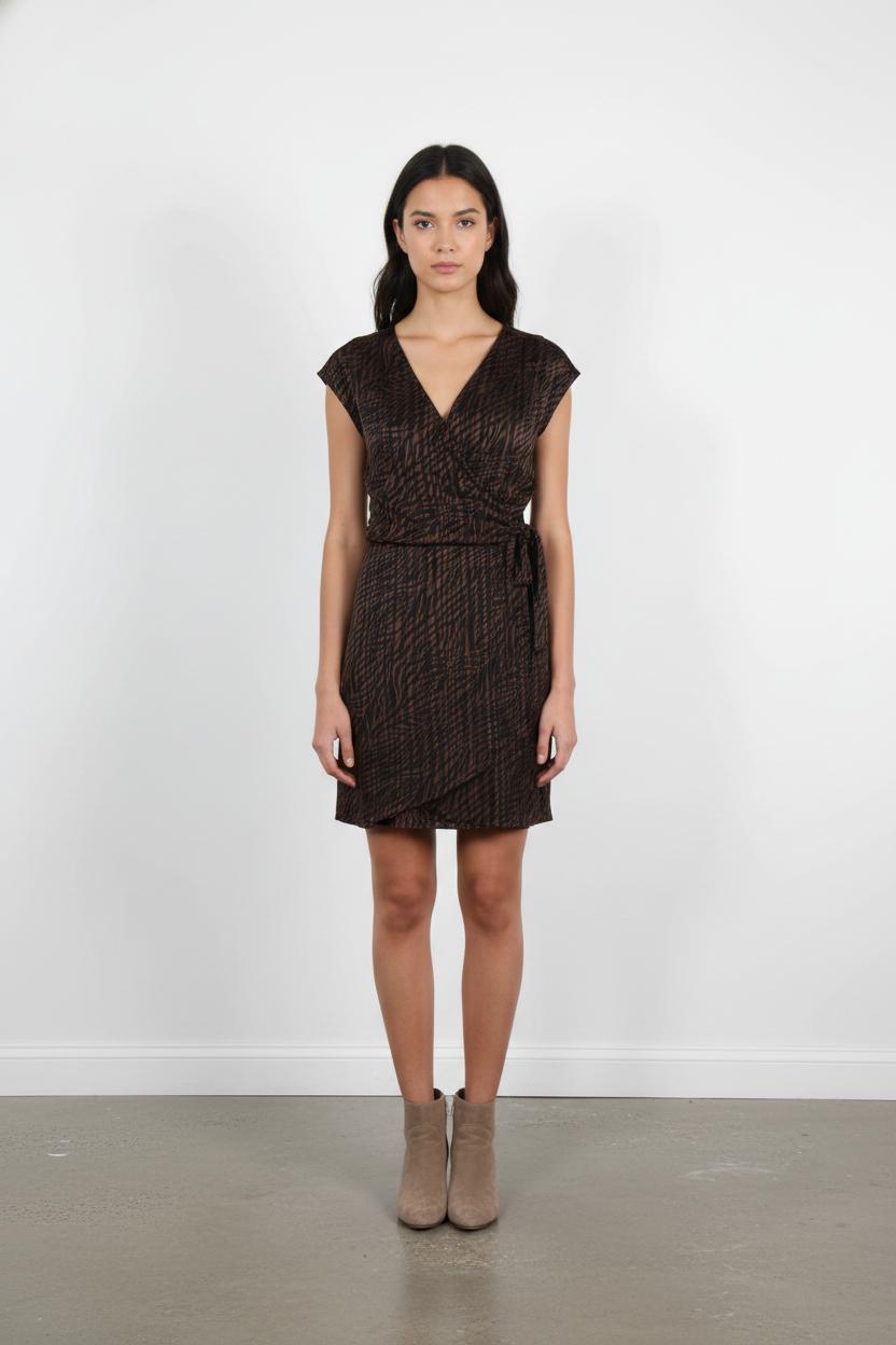 Robe Portefeuille Marron et Noir - Taille XS/34
