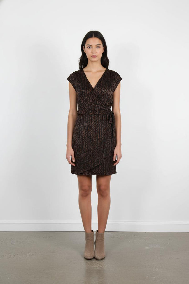 Robe Portefeuille Marron et Noir - Taille XS/34