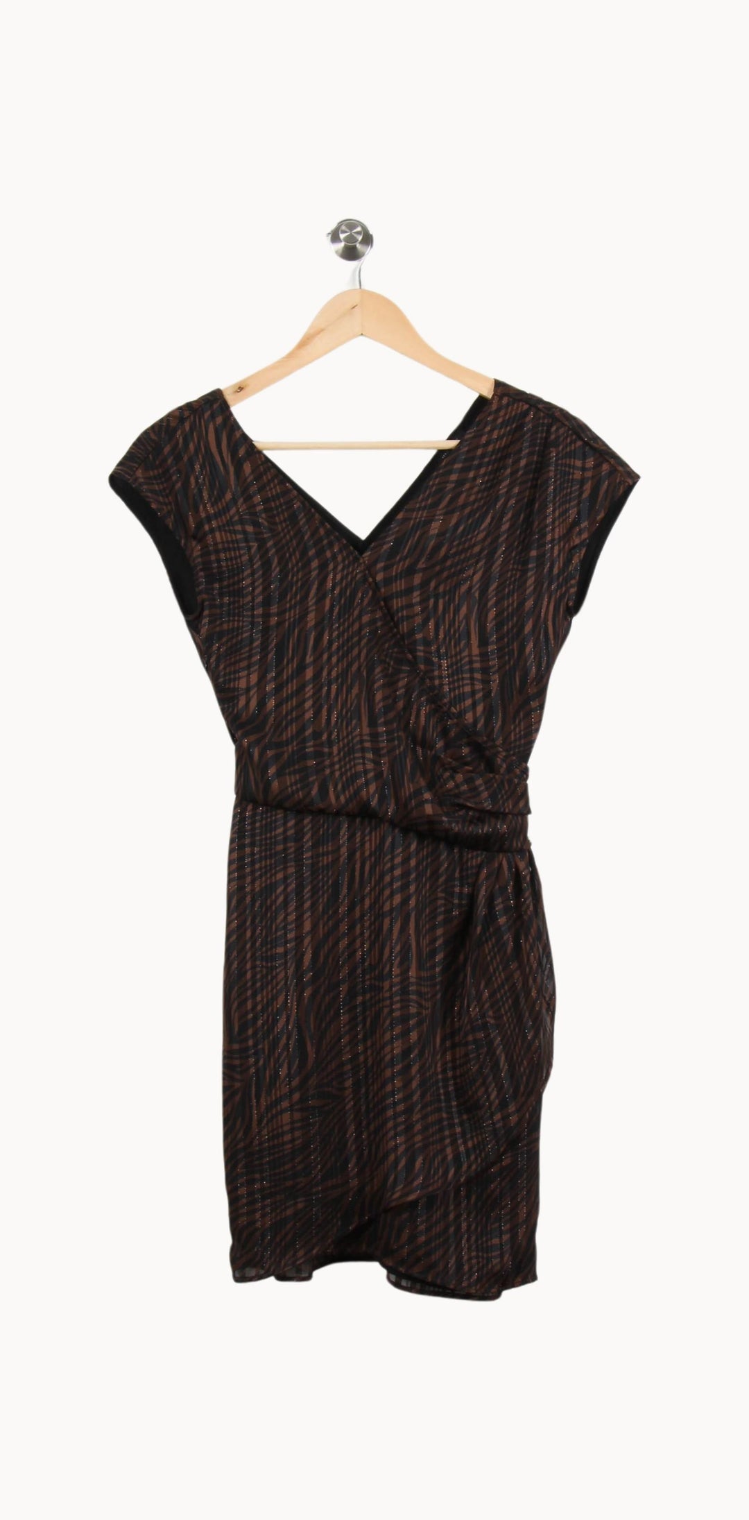 Robe Portefeuille Marron et Noir - Taille XS/34 de la marque IKKS | PARAD46218 - Vendu par Paradigme - Image 2