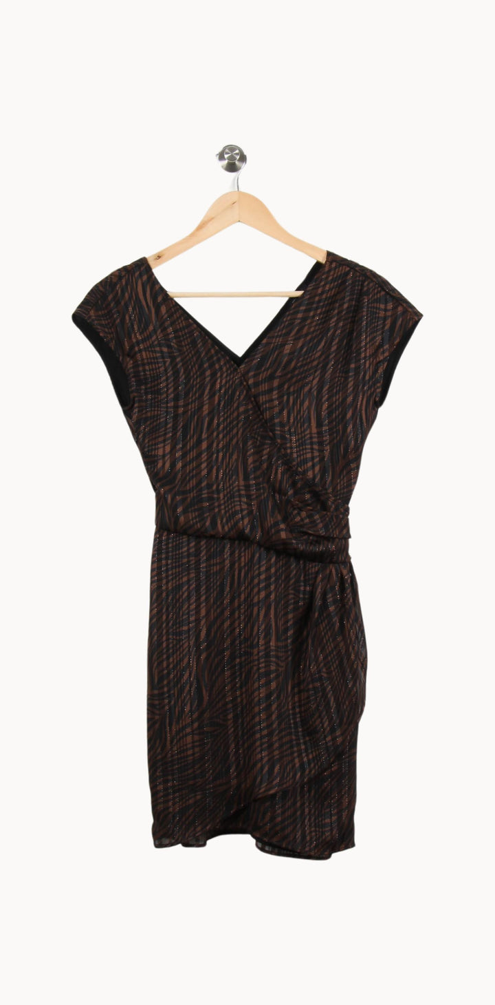 Robe Portefeuille Marron et Noir - Taille XS/34 de la marque IKKS | PARAD46218 - Vendu par Paradigme - Image 2