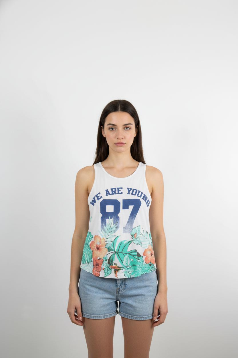 Débardeur Blanc et Vert - Taille S/36