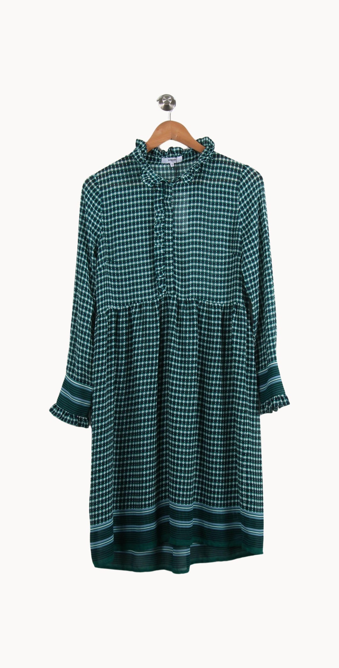 Robe Courte Verte et Blanche - Taille XS/34 de la marque Suncoo | PARAD46228 - Vendu par Paradigme - Image 2