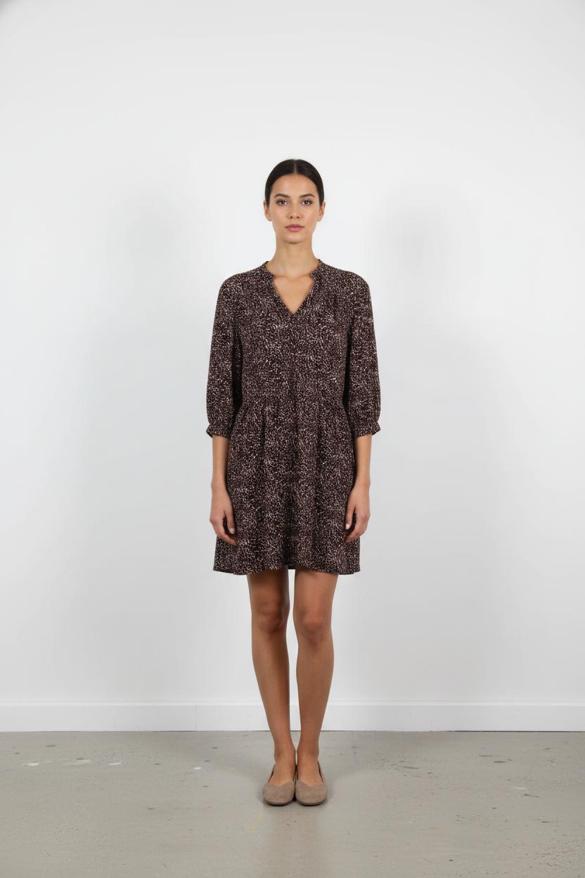 Robe Imprimée Marron et Blanc - Taille M/38