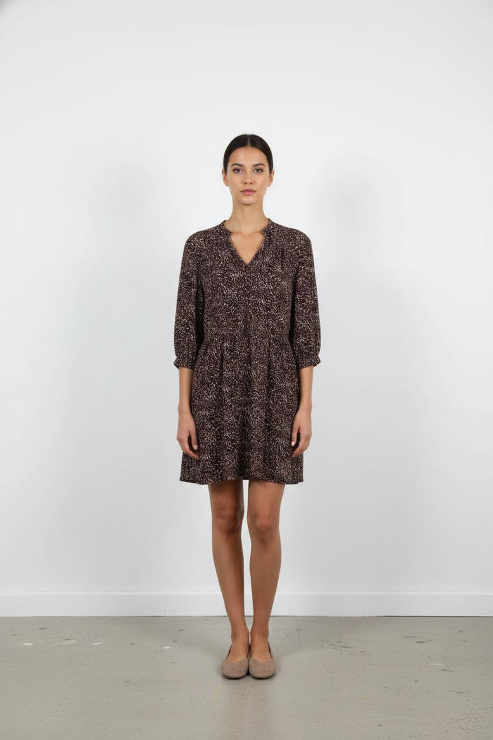 Robe Imprimée Marron et Blanc - Taille M/38