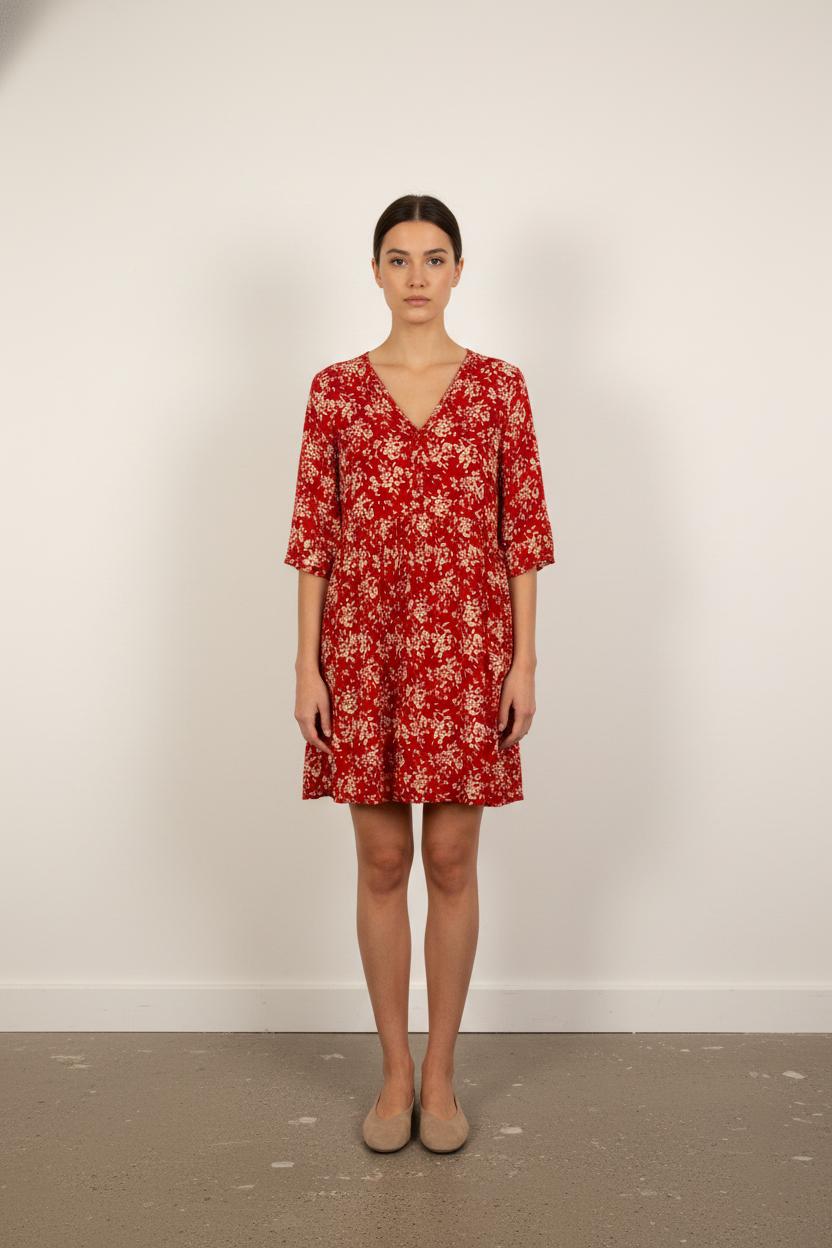 Robe Fleurie Rouge et Blanche - Taille M/38