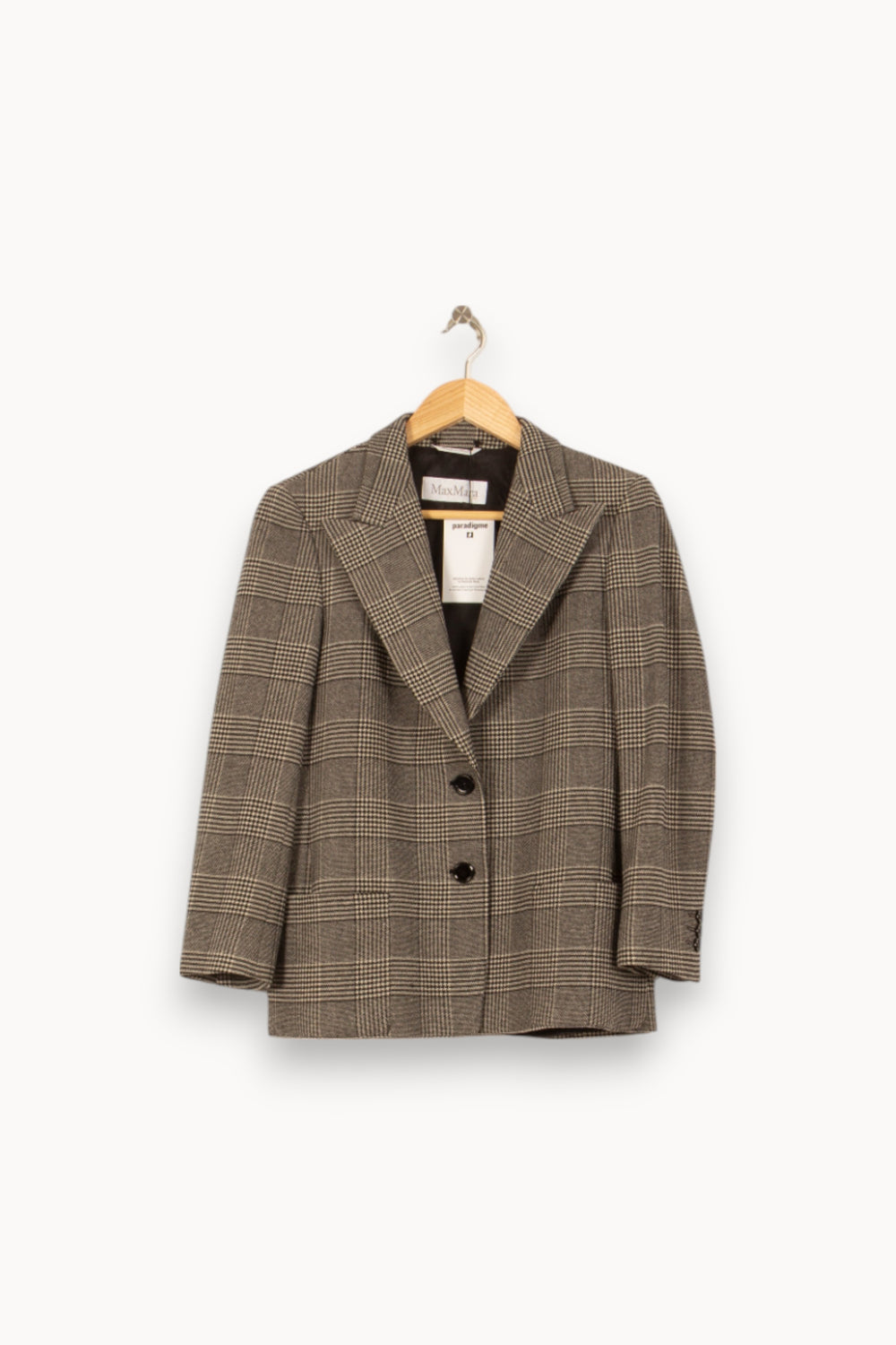 Blazer Gris à Carreaux - Taille L/40 de la marque Max Mara | PARAD46391 - Vendu par Paradigme - Image 2