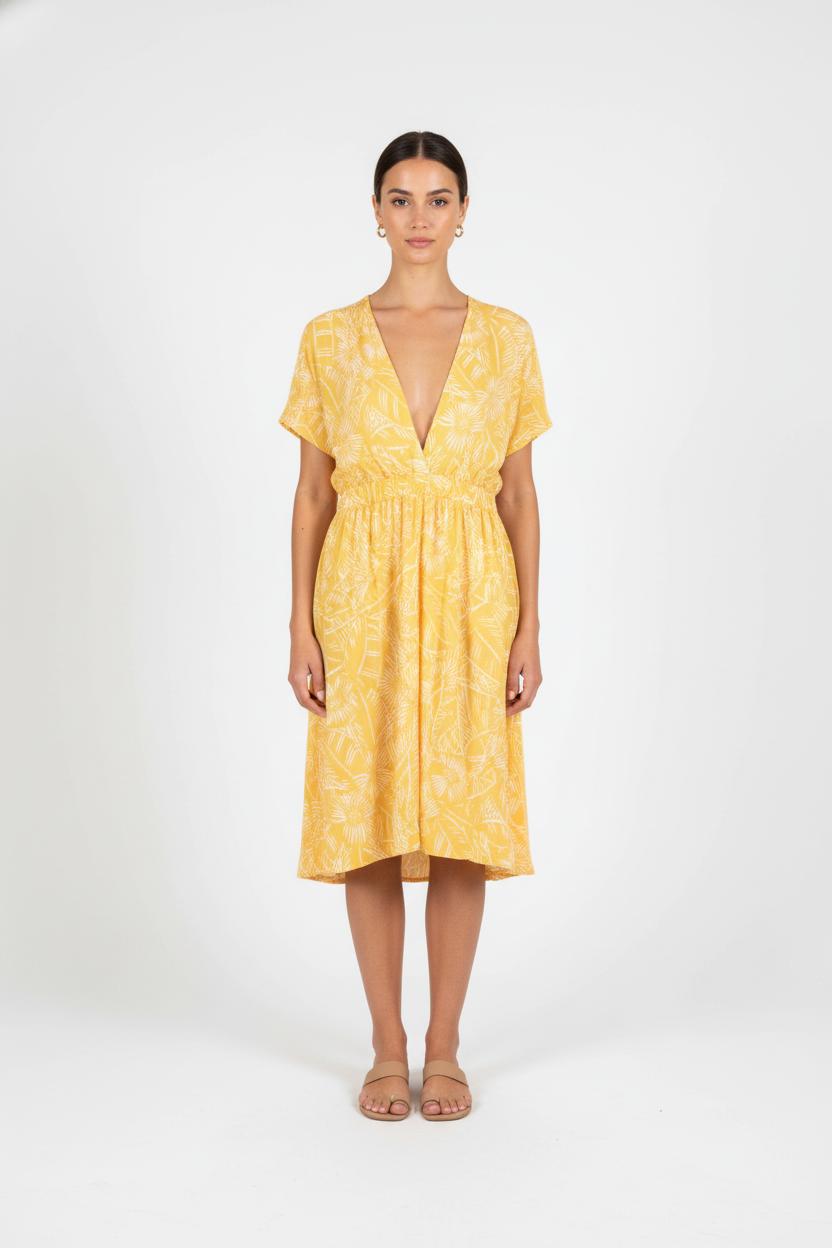 Robe Midi Jaune et Blanche - Taille XS/34 de la marque Des petits hauts | PARAD46420 - Vendu par Paradigme - Image 1