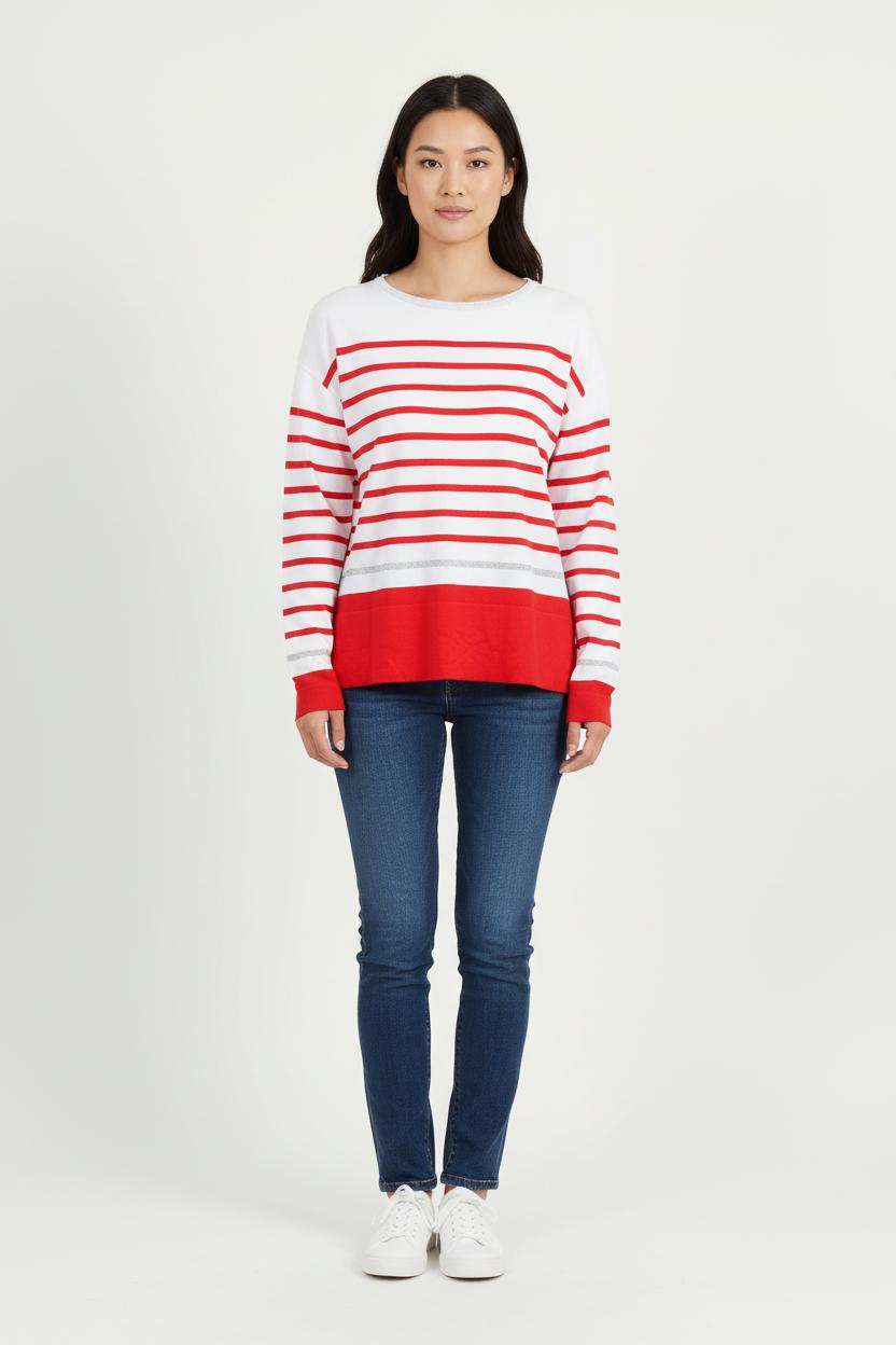 Marinière Rouge et Blanche - Taille M/38 de la marque Sud express | PARAD46424 - Vendu par Paradigme - Image 1