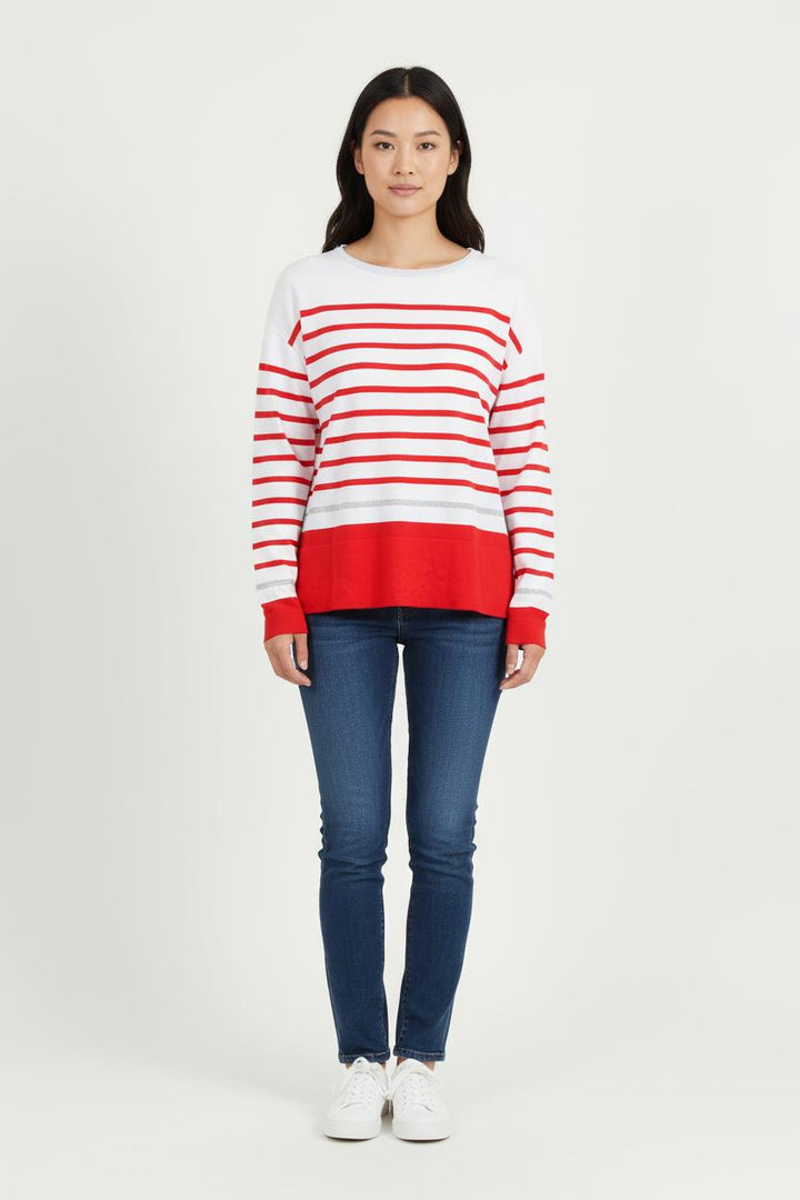Marinière Rouge et Blanche - Taille M/38 de la marque Sud express | PARAD46424 - Vendu par Paradigme - Image 1