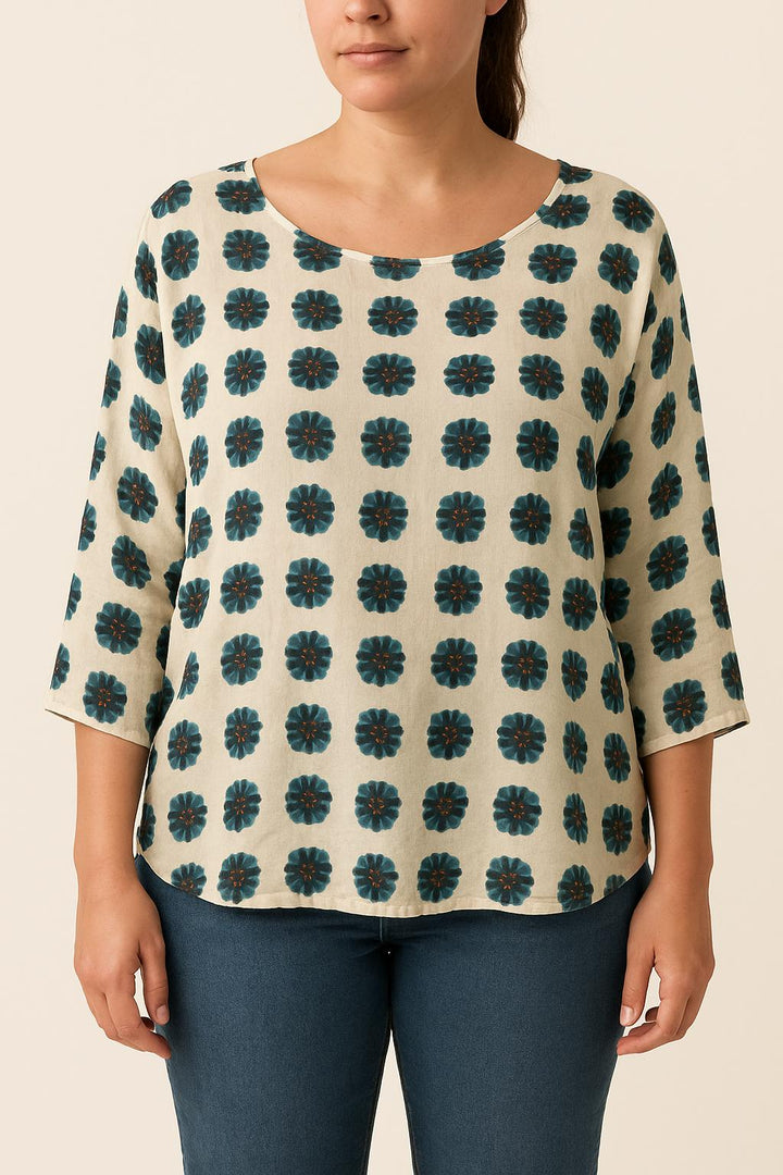 Blouse Beige et Bleue - Taille L/40 de la marque Diega | PARAD46449 - Vendu par Paradigme - Image 1