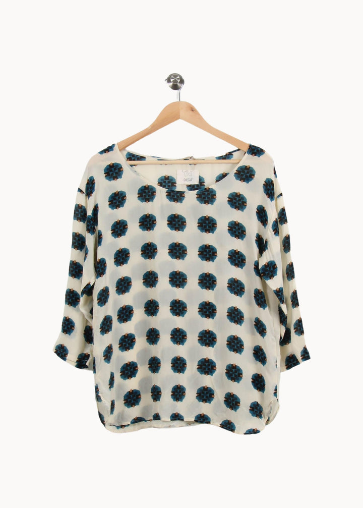 Blouse Beige et Bleue - Taille L/40 de la marque Diega | PARAD46449 - Vendu par Paradigme - Image 2