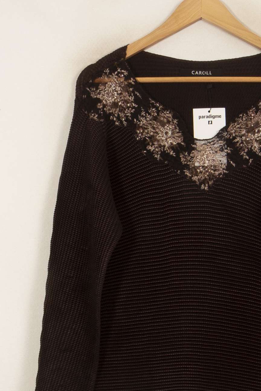 Pull Marron - Taille M/38 de la marque Caroll | PARAD46515 - Vendu par Paradigme - Image 3