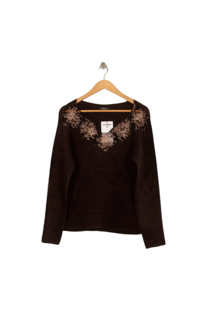 Pull Marron - Taille M/38 de la marque Caroll | PARAD46515 - Vendu par Paradigme - Image 2