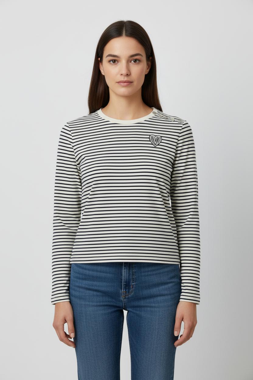 Marinière Blanc et Noir - Taille L/40 de la marque Maje | PARAD46522 - Vendu par Paradigme - Image 1