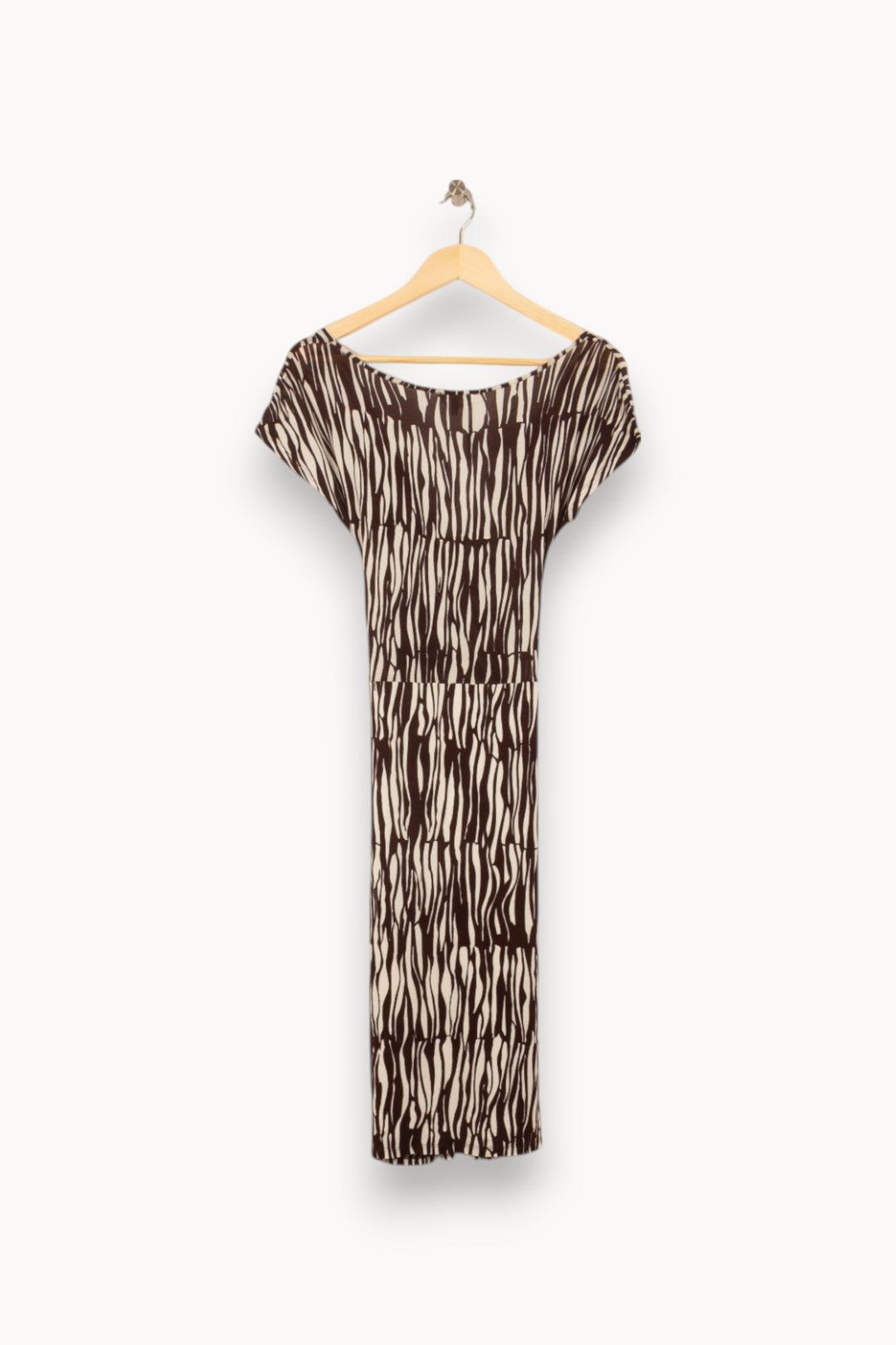 Robe Midi Marron et Écru - Taille L/40 de la marque Max Mara | PARAD46526 - Vendu par Paradigme - Image 4