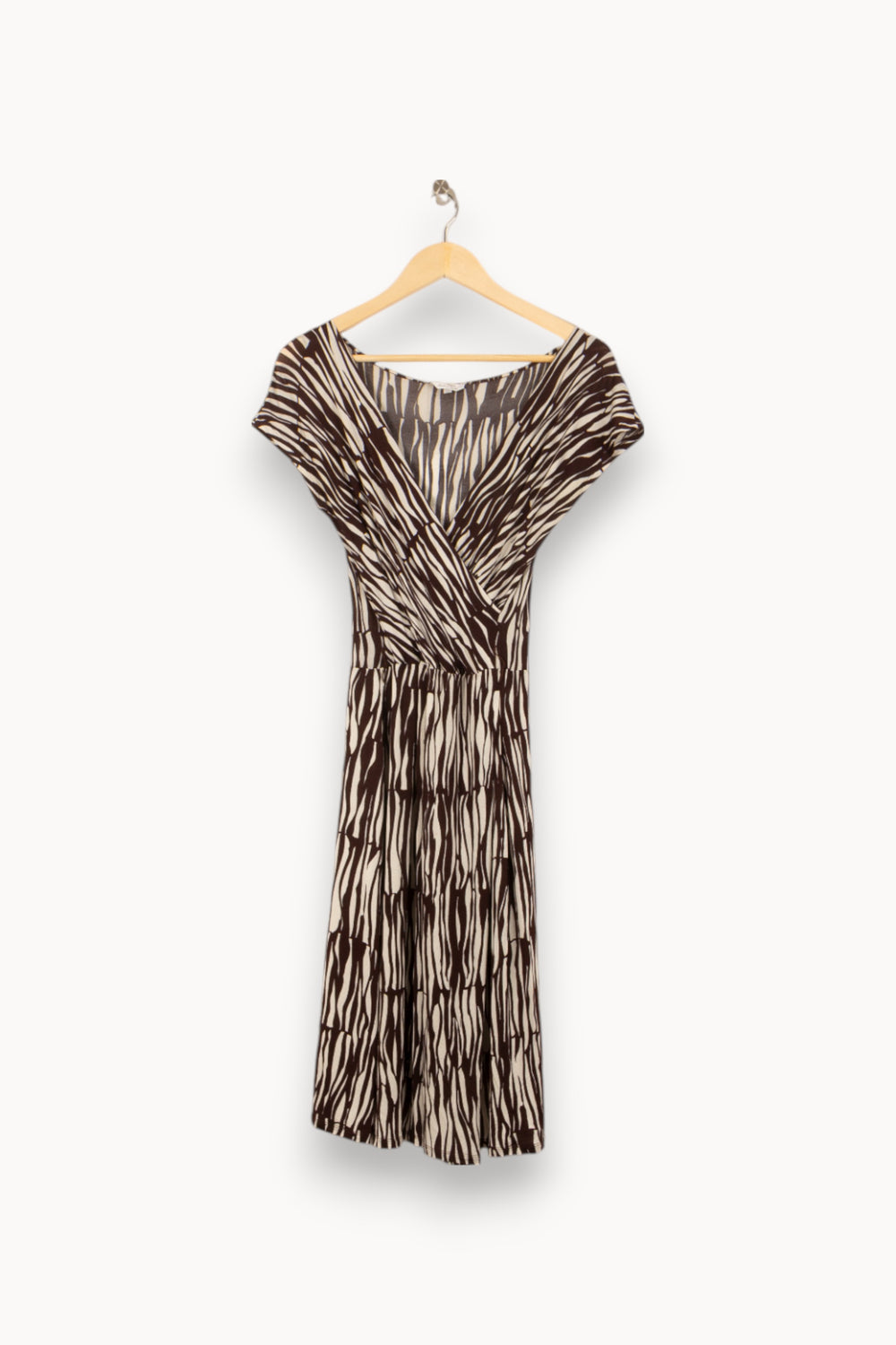Robe Midi Marron et Écru - Taille L/40 de la marque Max Mara | PARAD46526 - Vendu par Paradigme - Image 2