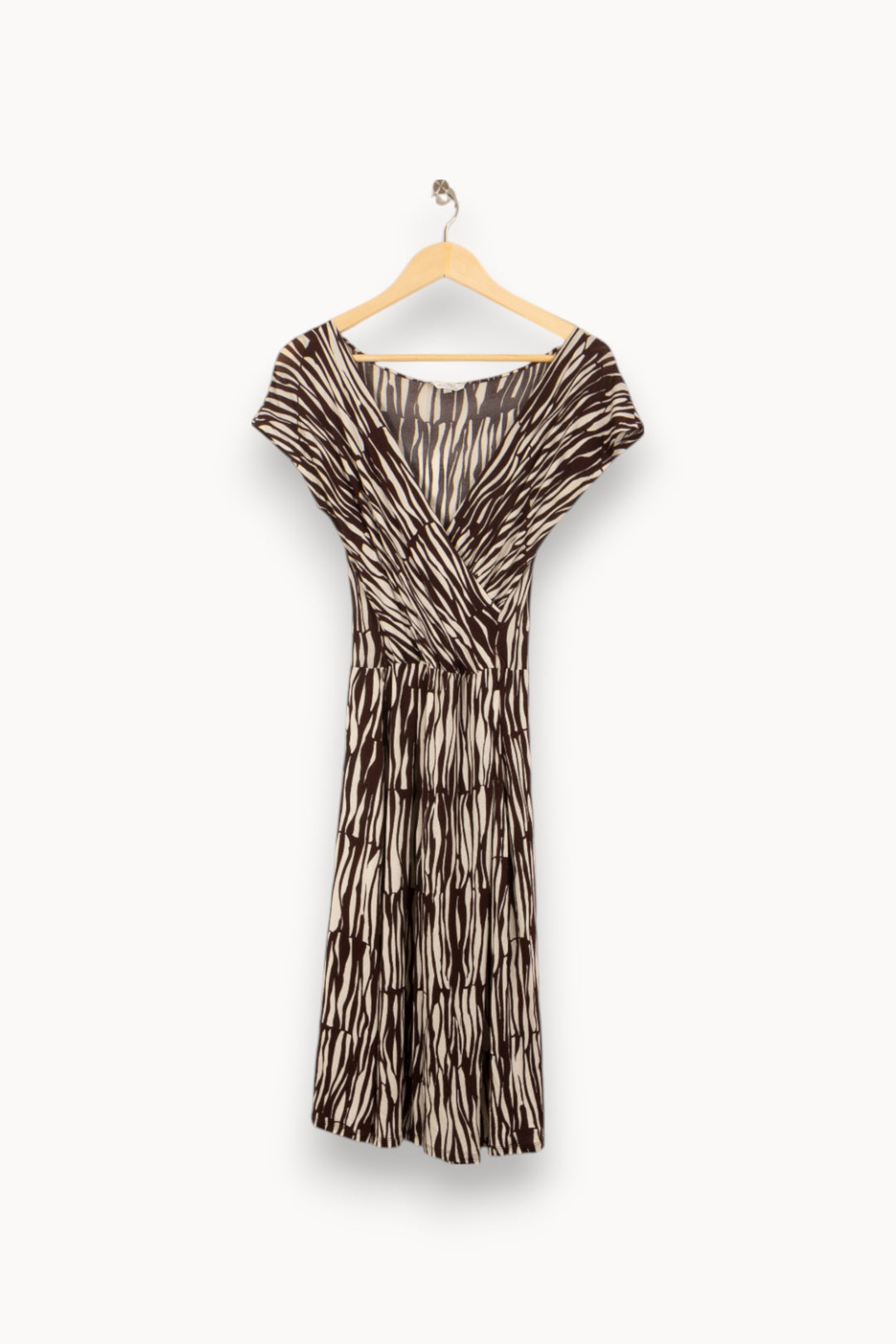 Robe Midi Marron et Écru - Taille L/40 de la marque Max Mara | PARAD46526 - Vendu par Paradigme - Image 2