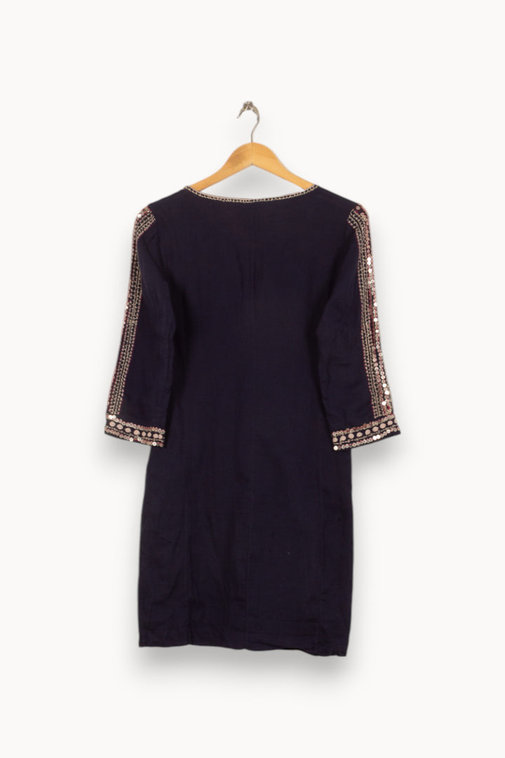 Robe Brodée Bleu et Doré - Taille M/38 de la marque Antik Batik | PARAD46527 - Vendu par Paradigme - Image 4