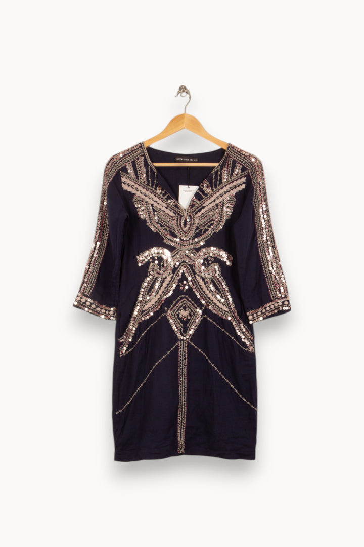 Robe Brodée Bleu et Doré - Taille M/38 de la marque Antik Batik | PARAD46527 - Vendu par Paradigme - Image 2
