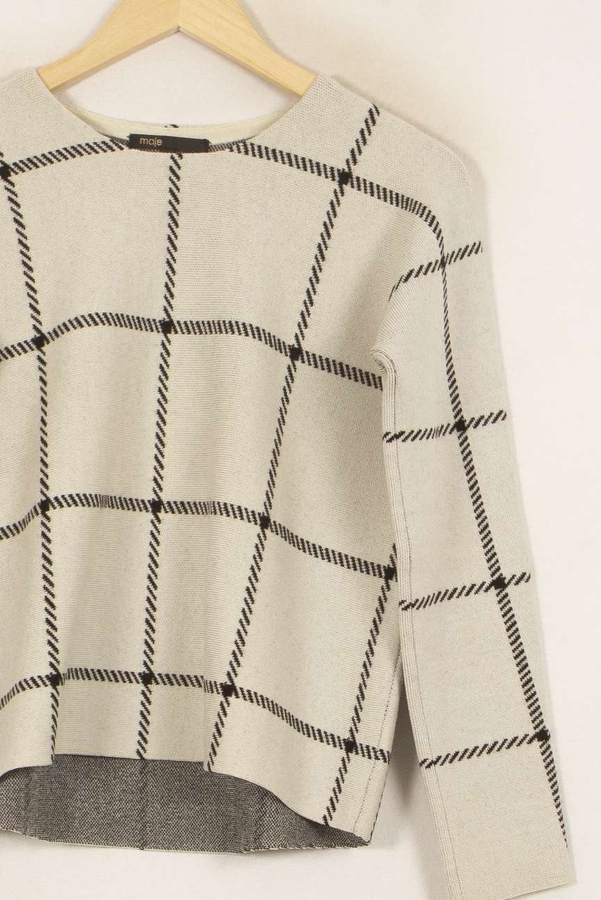 Pull Blanc et Noir - Taille S/36 de la marque Maje | PARAD46539 - Vendu par Paradigme - Image 3