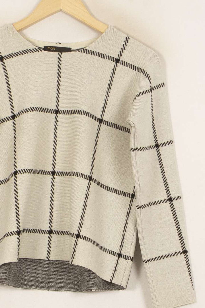 Pull Blanc et Noir - Taille S/36 de la marque Maje | PARAD46539 - Vendu par Paradigme - Image 3