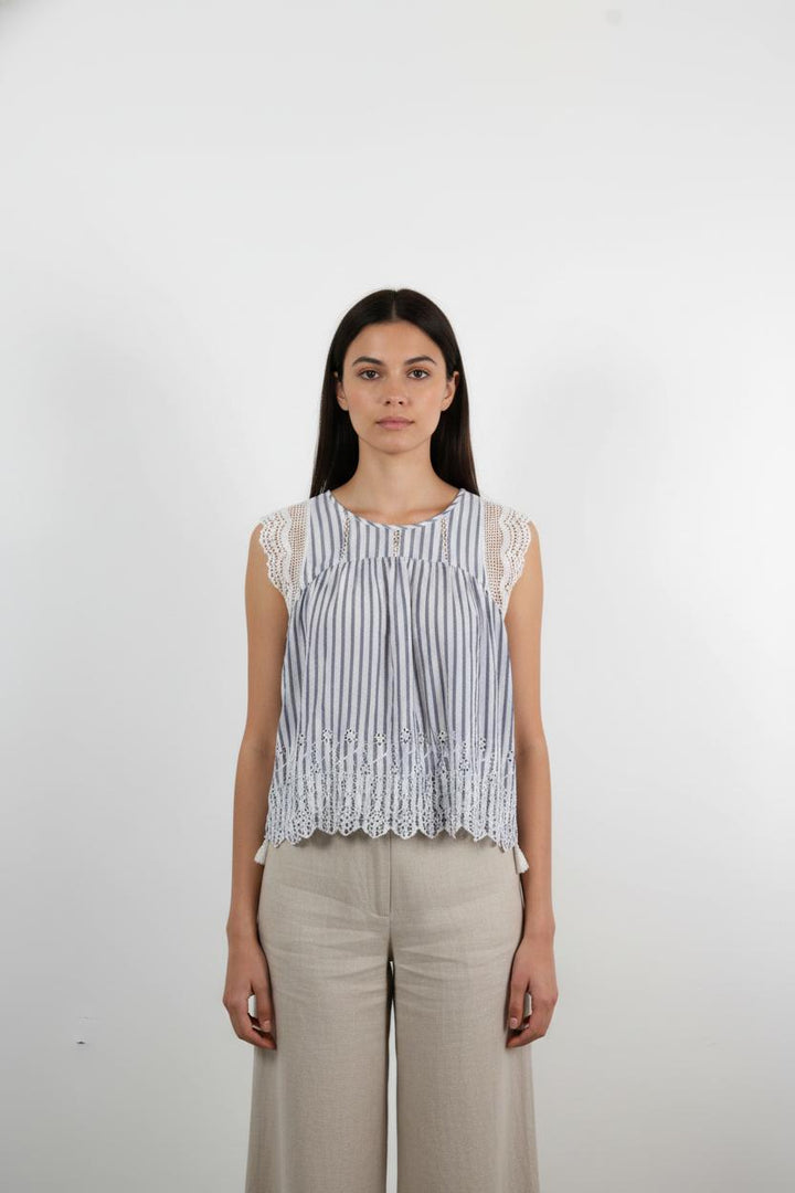 Blouse Bleu et Blanc - Taille S/36