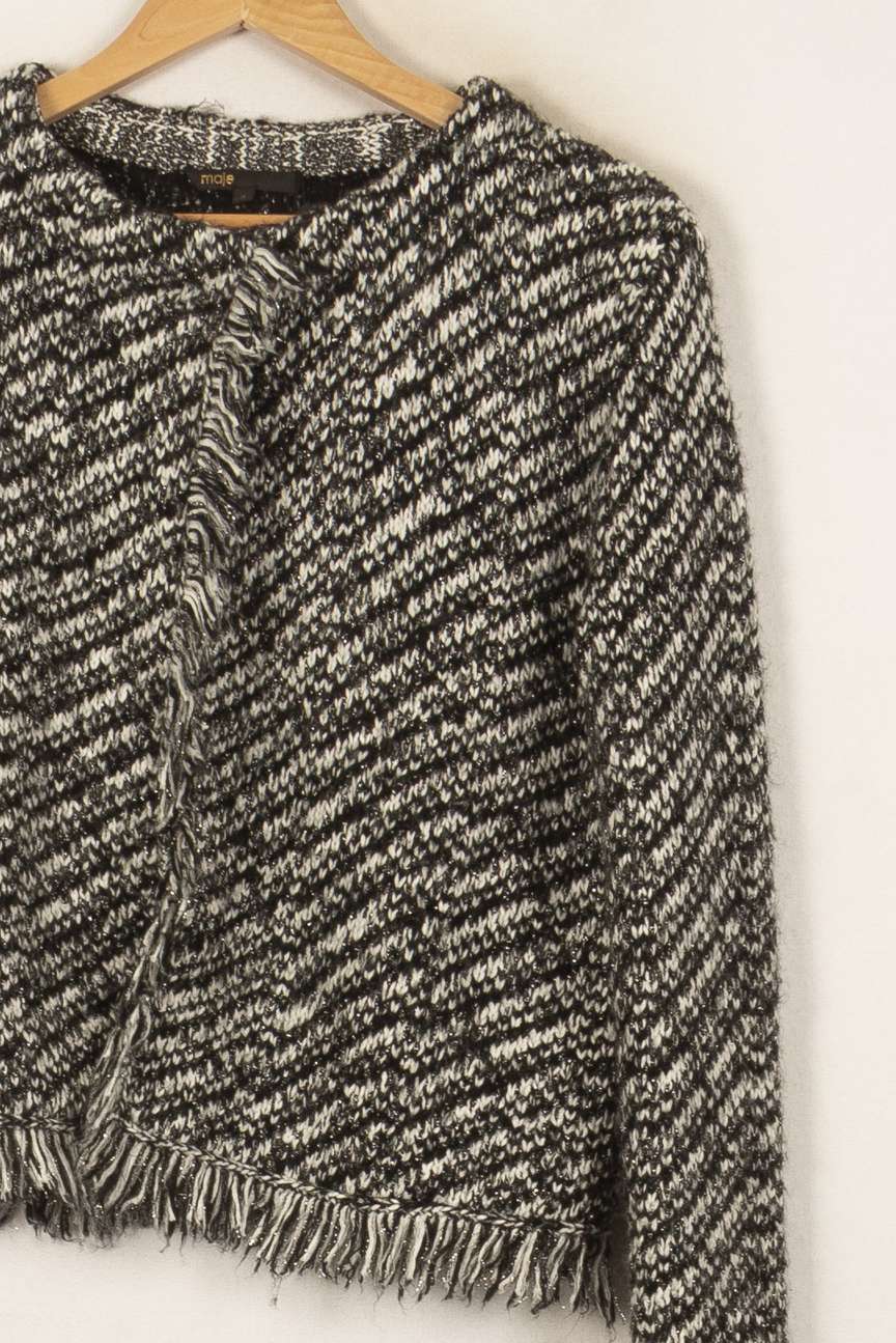 Veste Tweed Noire et Blanche - Taille L/40 de la marque Maje | PARAD46555 - Vendu par Paradigme - Image 3