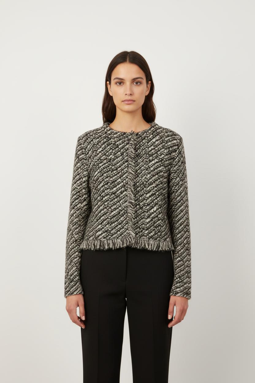 Veste Tweed Noire et Blanche - Taille L/40