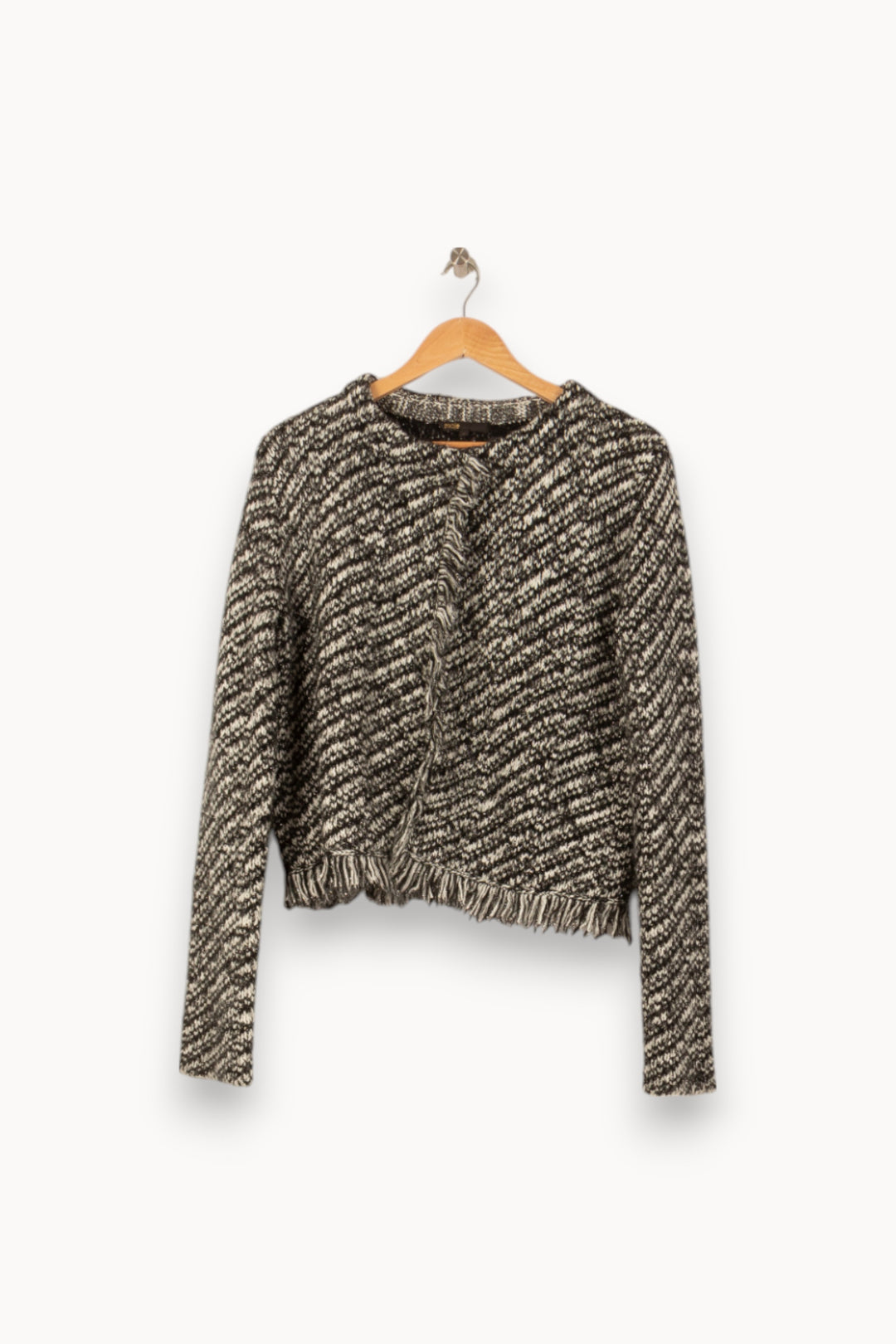 Veste Tweed Noire et Blanche - Taille L/40 de la marque Maje | PARAD46555 - Vendu par Paradigme - Image 2