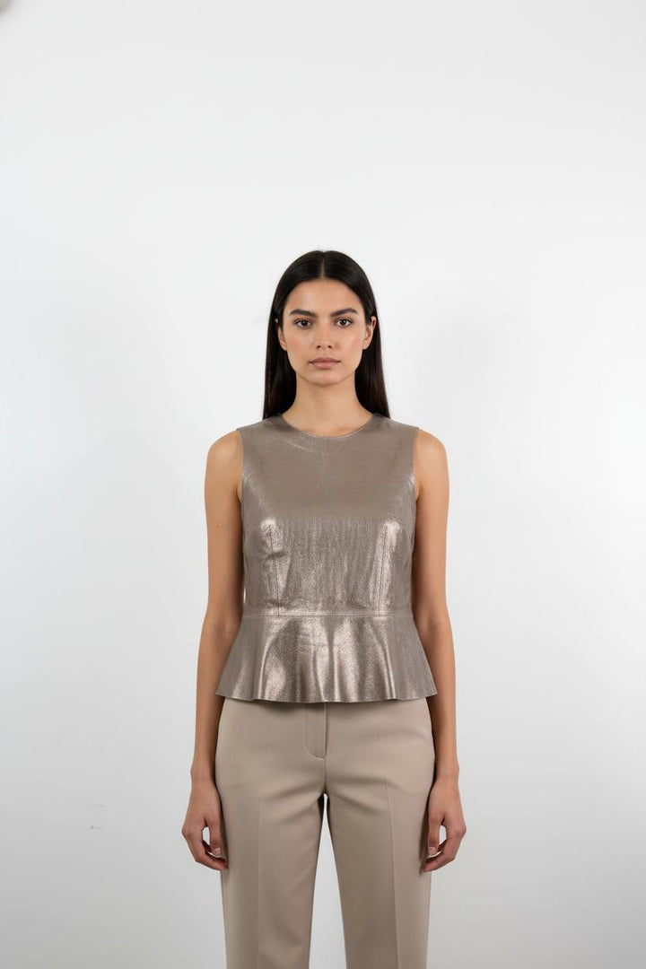 Top Sans Manches Métallisé Beige - Taille S/36
