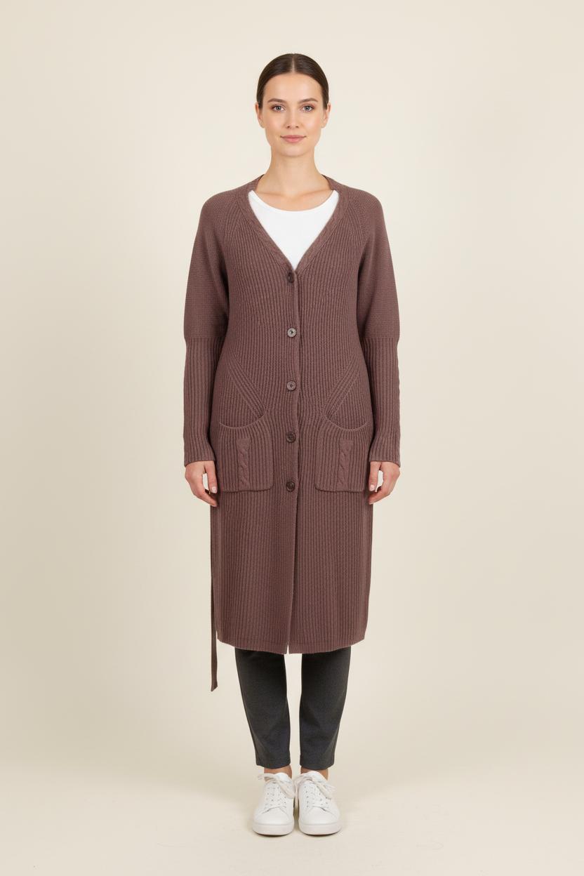 Cardigan Long Marron - Taille S/36 de la marque ZAPA | PARAD46575 - Vendu par Paradigme - Image 1
