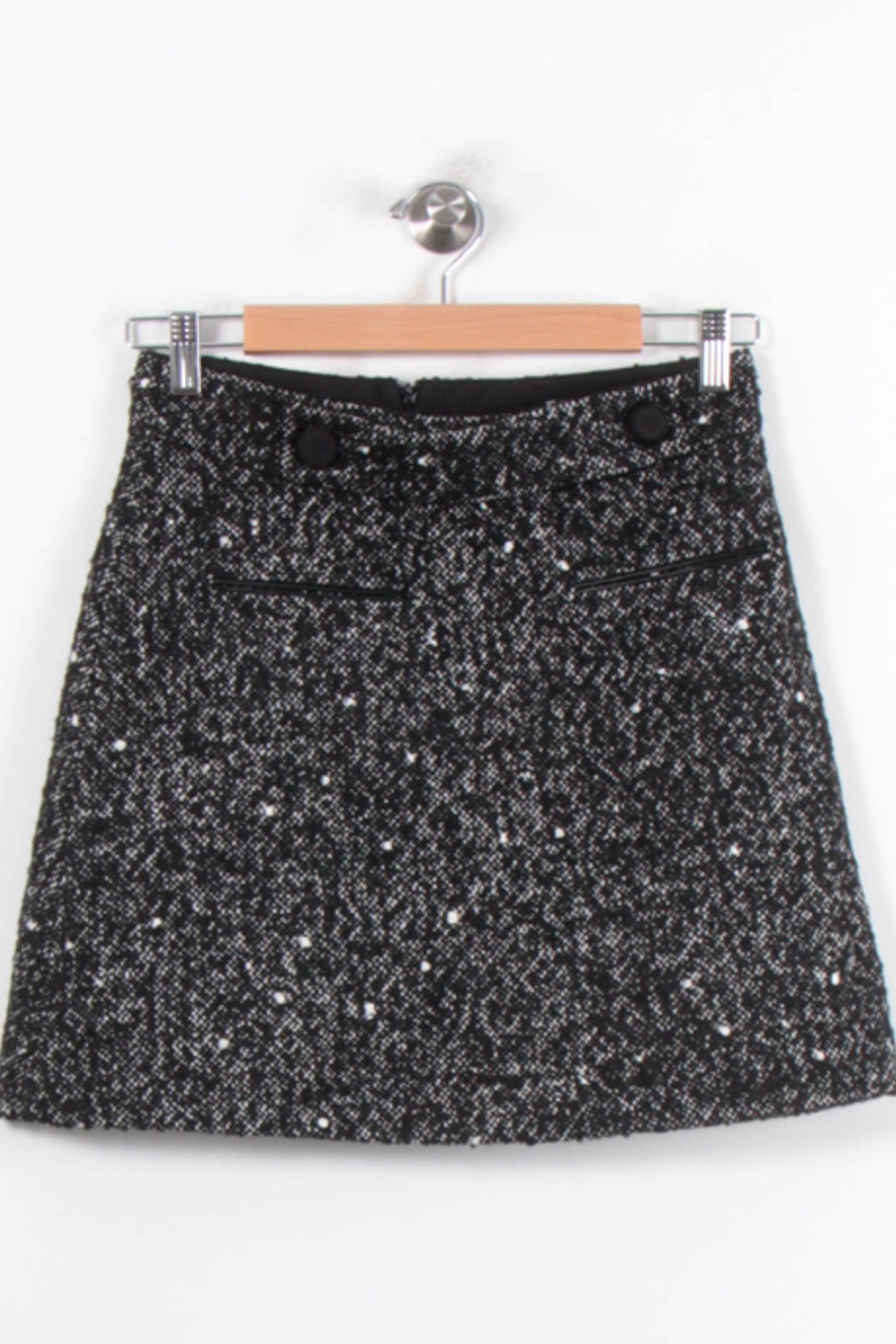 Jupe Courte Noire et Blanche - Taille M/38 de la marque Claudie Pierlot | PARAD46577 - Vendu par Paradigme - Image 2