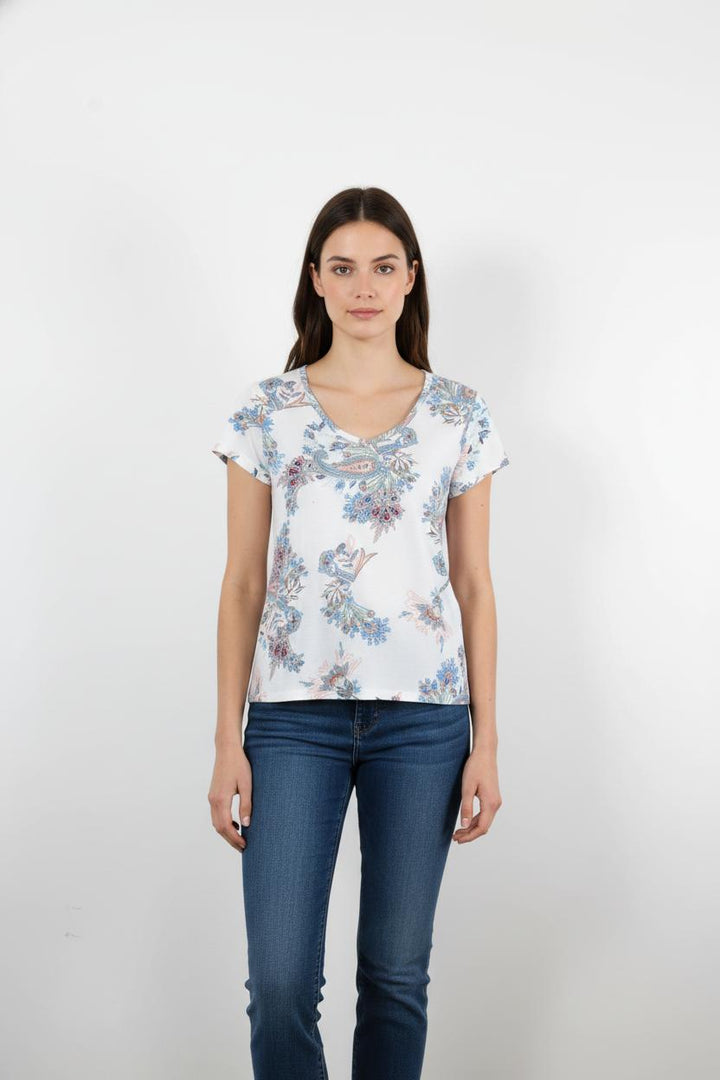 Tee-shirt Blanc et Bleu - Taille S/36