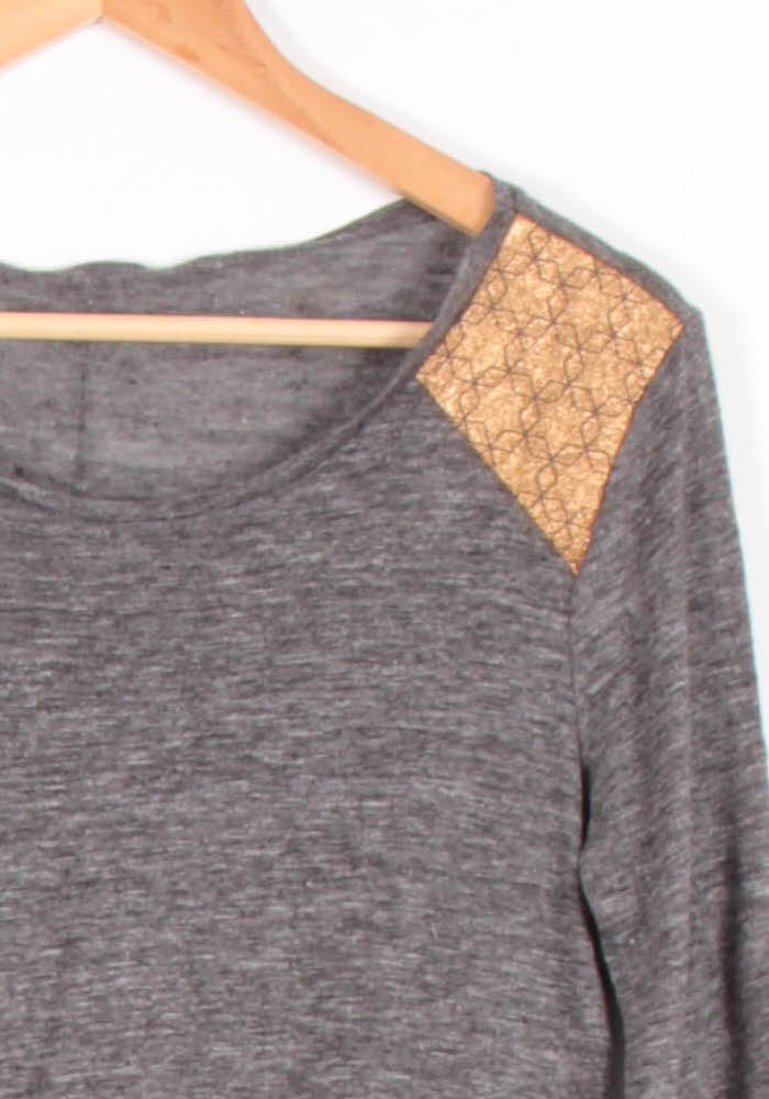 Tee-shirt Gris et Beige - Taille S/36 de la marque Claudie Pierlot | PARAD46610 - Vendu par Paradigme - Image 3