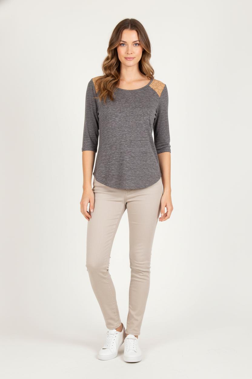 Tee-shirt Gris et Beige - Taille S/36 de la marque Claudie Pierlot | PARAD46610 - Vendu par Paradigme - Image 1