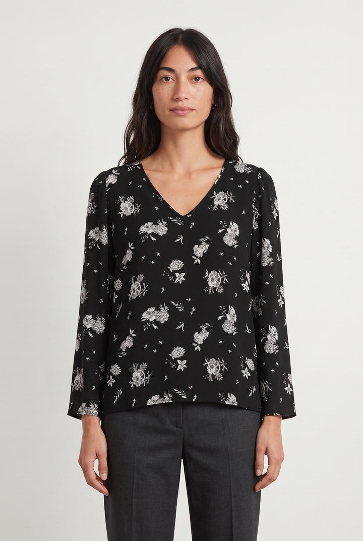 Blouse noire à motifs - Taille S/36 de la marque Pablo | PARAD46659 - Vendu par Paradigme - Image 1