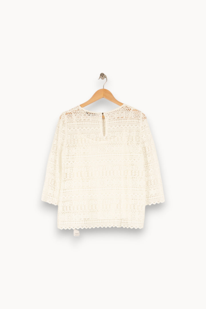 Blouse en dentelle blanche - Taille L/40 de la marque Caroll | PARAD46765 - Vendu par Paradigme - Image 3