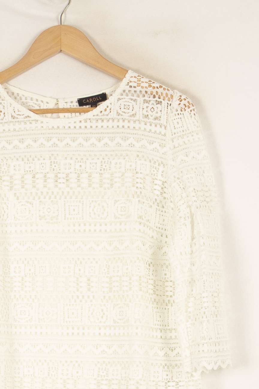 Blouse en dentelle blanche - Taille L/40 de la marque Caroll | PARAD46765 - Vendu par Paradigme - Image 2