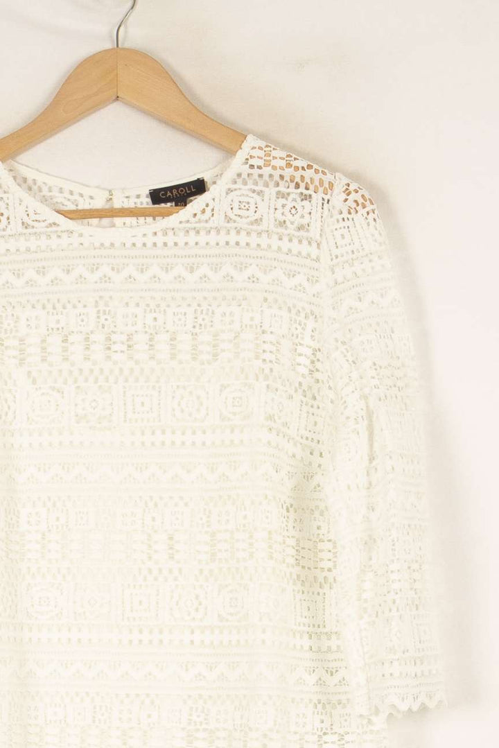 Blouse en dentelle blanche - Taille L/40 de la marque Caroll | PARAD46765 - Vendu par Paradigme - Image 2