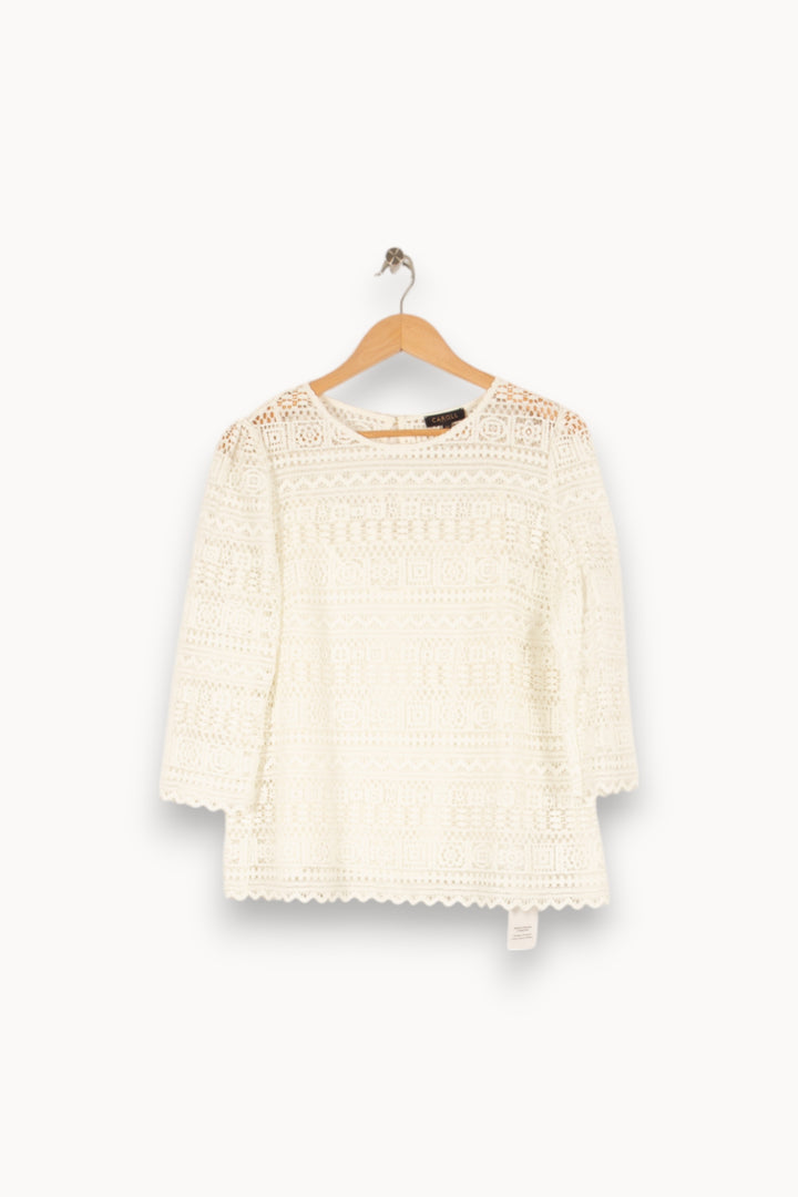 Blouse en dentelle blanche - Taille L/40 de la marque Caroll | PARAD46765 - Vendu par Paradigme - Image 1