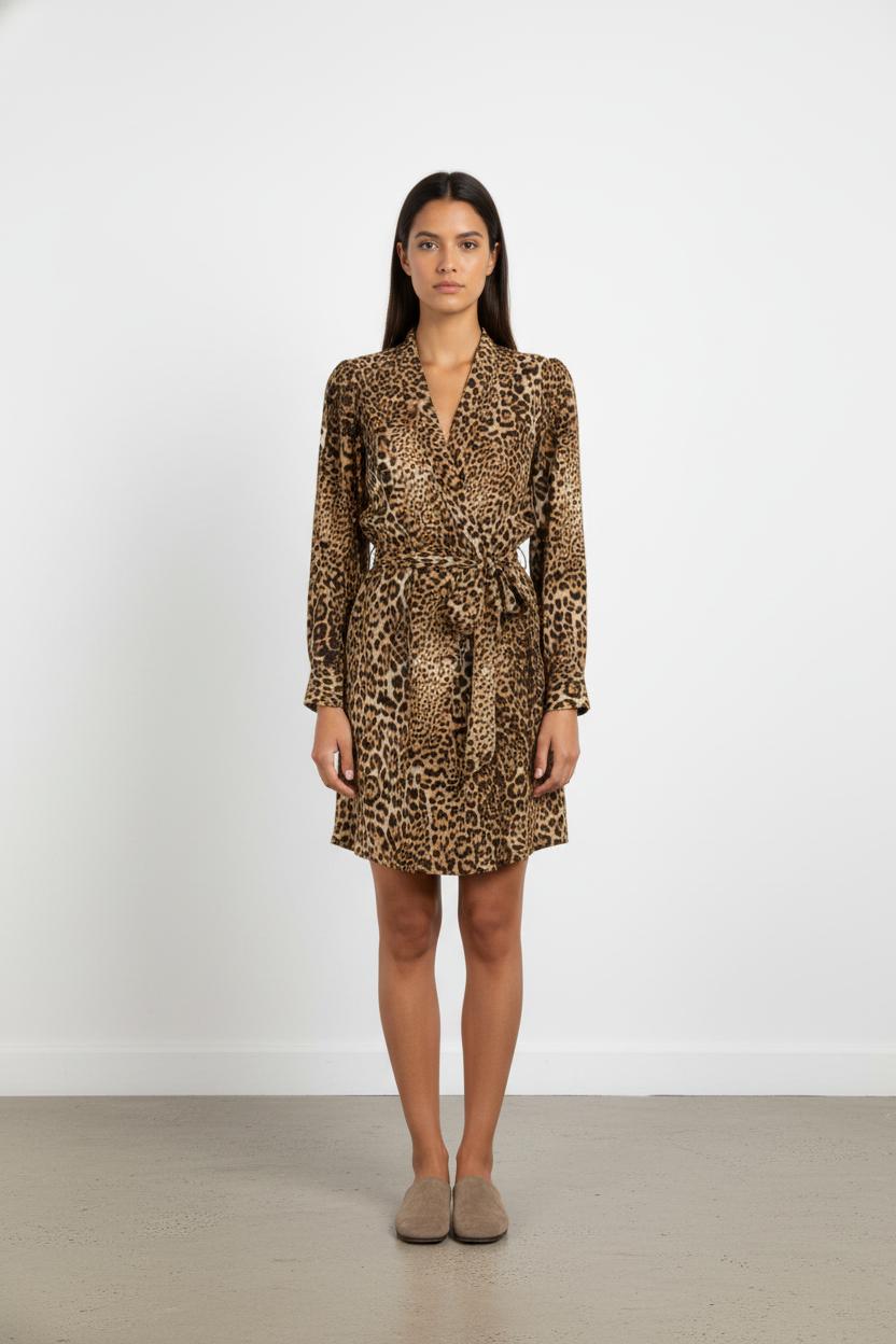 Robe beige léopard - Taille XS/34