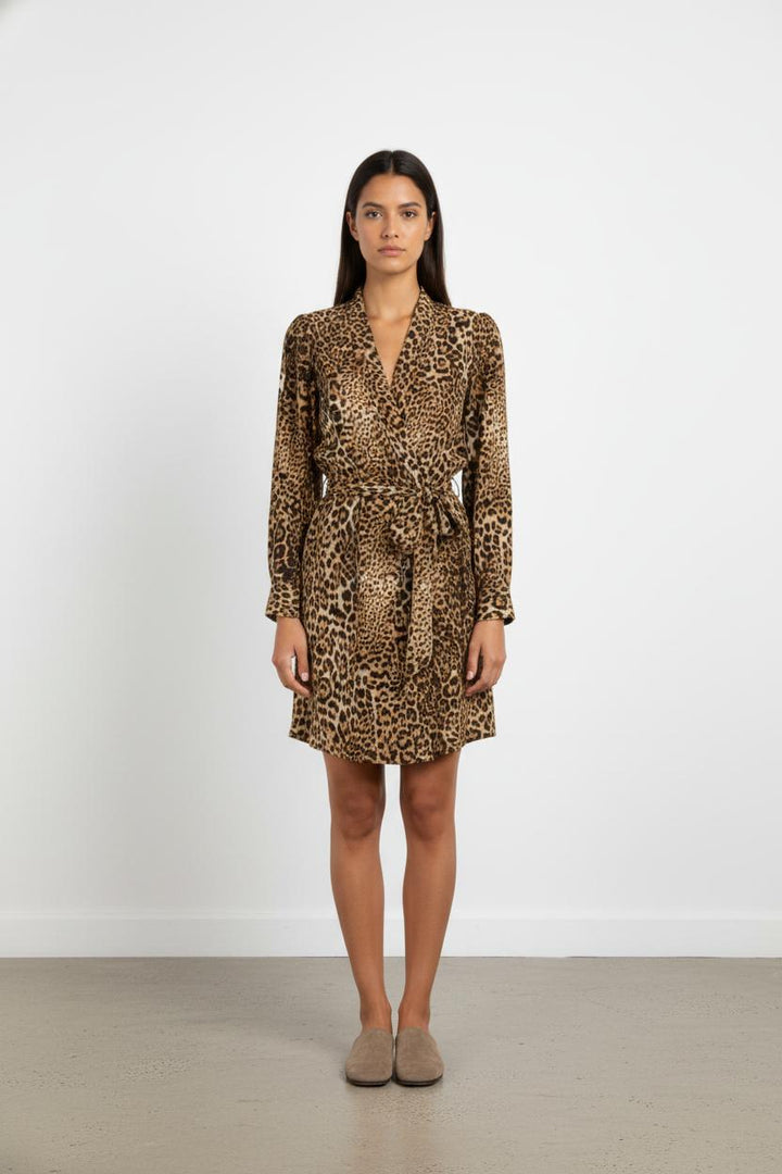 Robe beige léopard - Taille XS/34