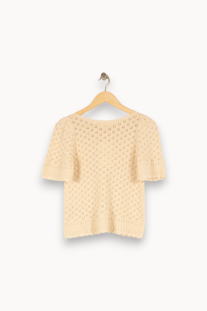 Pull à manches courtes en maille beige - Taille S/36 de la marque Sézane | PARAD46781 - Vendu par Paradigme - Image 3