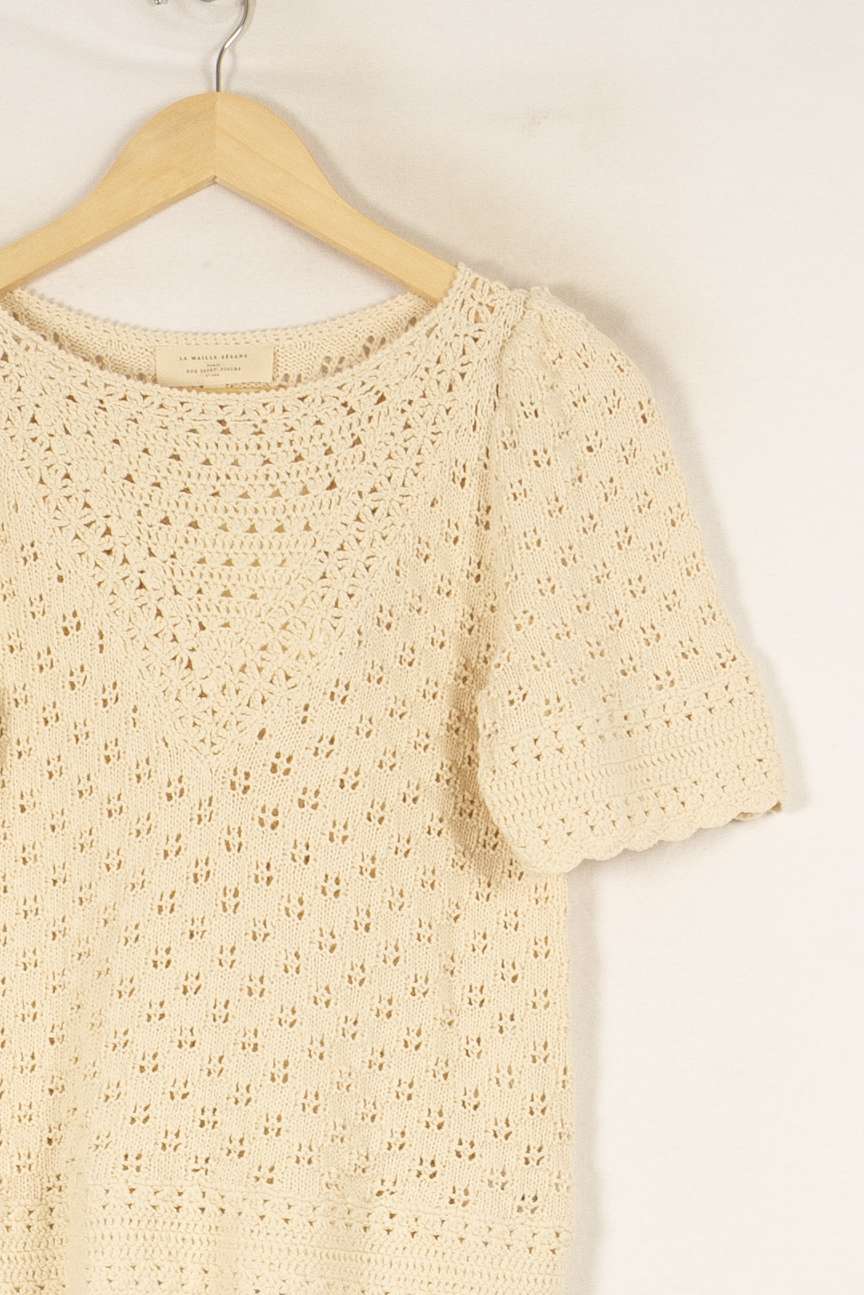 Pull à manches courtes en maille beige - Taille S/36 de la marque Sézane | PARAD46781 - Vendu par Paradigme - Image 2