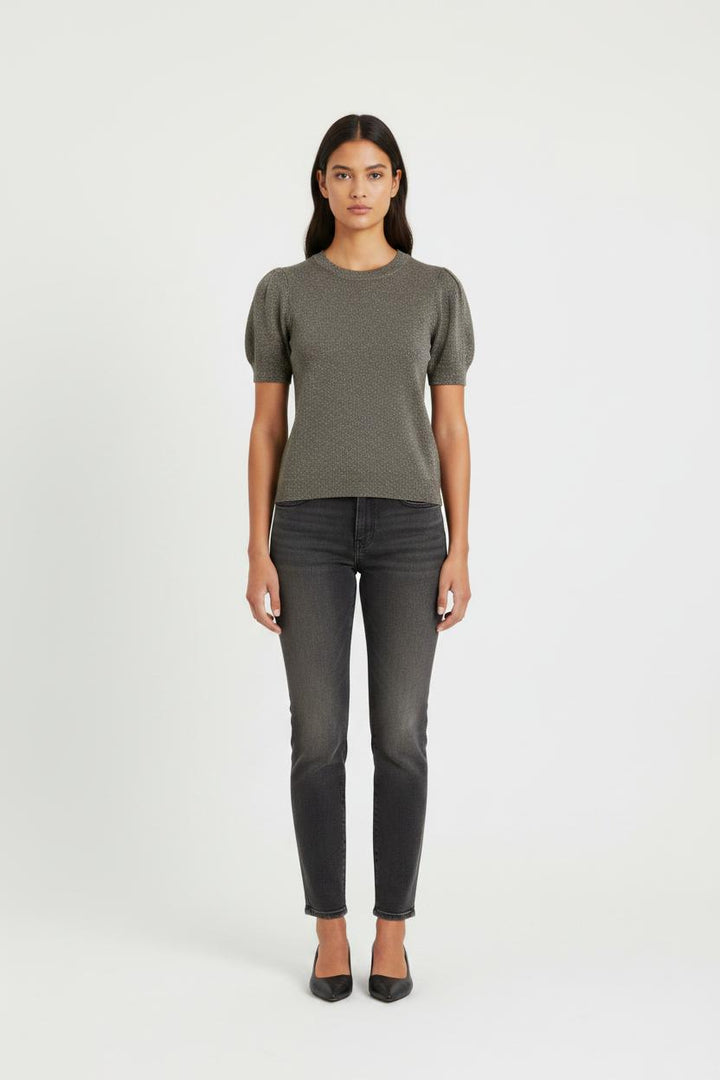 Pull à manches courtes gris brillant - Taille S/36