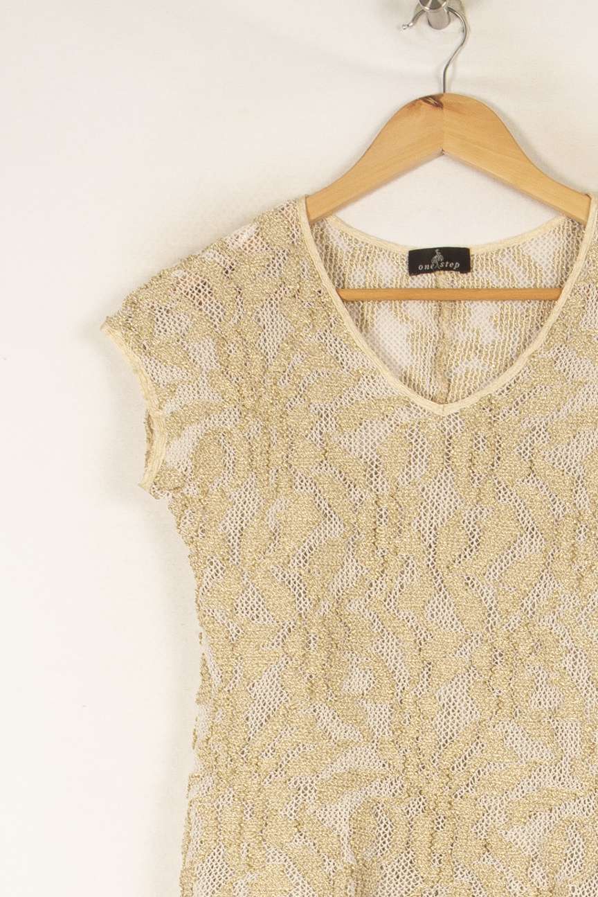 T-shirt en maille beige - Taille M/38 de la marque One Step | PARAD46799 - Vendu par Paradigme - Image 2