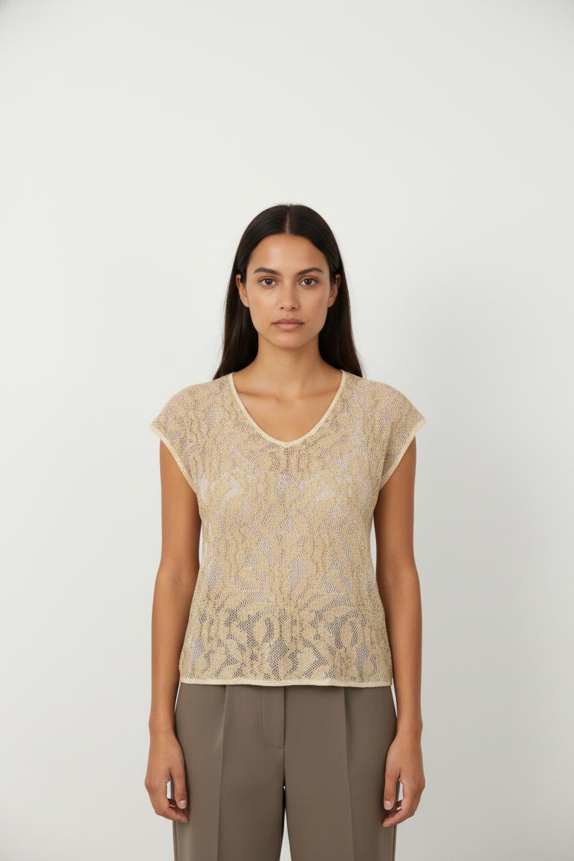 T-shirt en maille beige - Taille M/38
