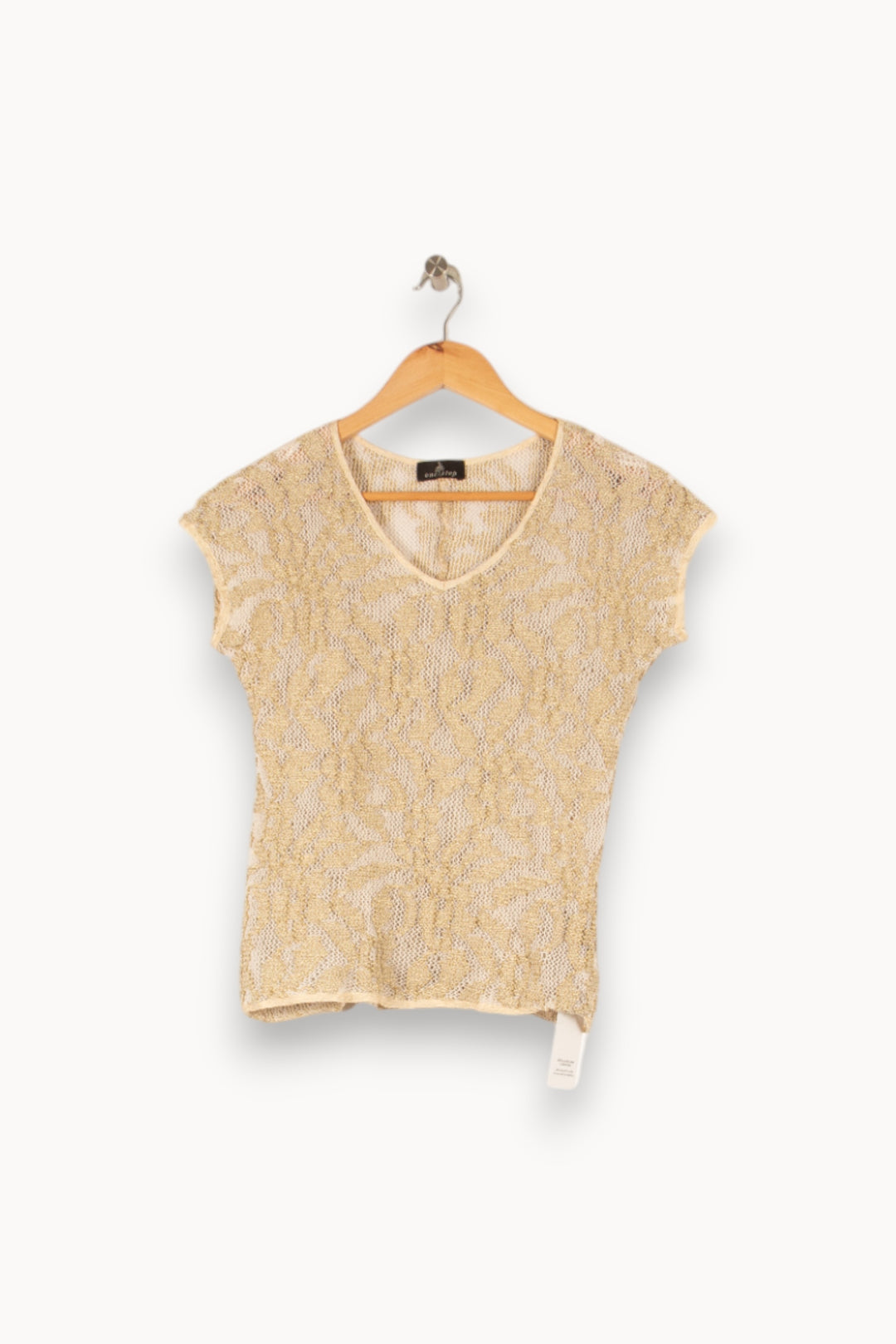 T-shirt en maille beige - Taille M/38 de la marque One Step | PARAD46799 - Vendu par Paradigme - Image 1